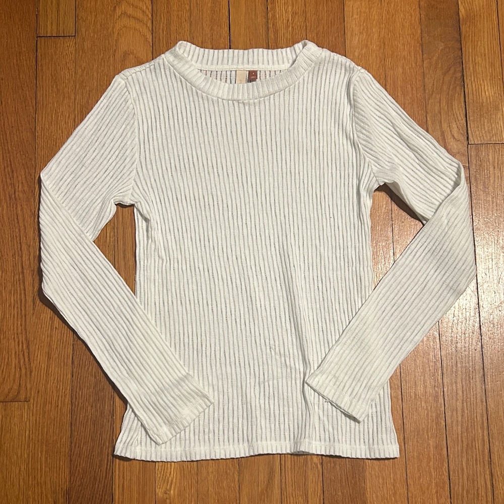 Anthropologie Pilcro White Textured Rib Long Sleeve Top Women’s S